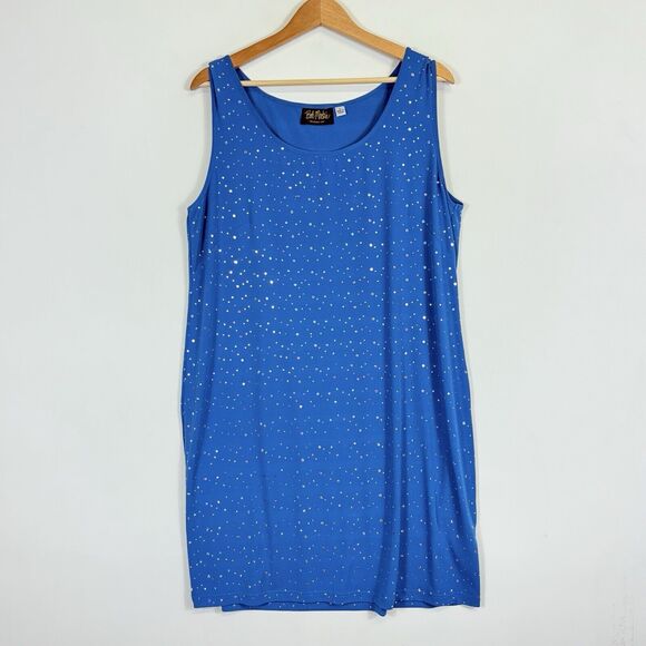 Bob Mackie Wearable Art Blue Glitter Sequin Sleeveless Dress Women's Large - Picture 1 of 6